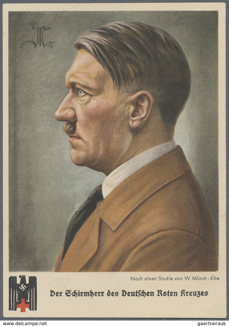 Ansichtskarten: Propaganda: 1940. Farbkarte "Das Deutsche Rote Kreuz" Mit Abb. "Hitler - Der Schirmh - Parteien & Wahlen