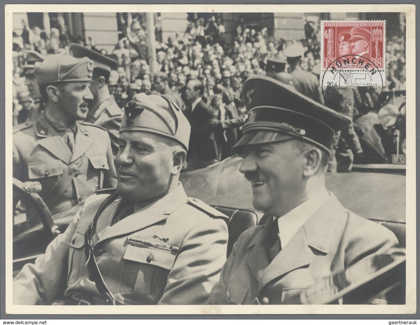 Ansichtskarten: Propaganda: 1941, "HITLER Und MUSSOLINI" Original Pressefoto Photo Hoffmann München - Partiti Politici & Elezioni