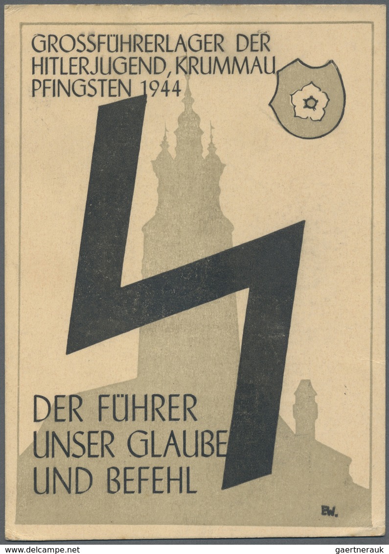 Ansichtskarten: Propaganda: 1944, Farbkarte "Grossführerlager Der Hitlerjugend, Krummau, Pfingsten 1 - Parteien & Wahlen