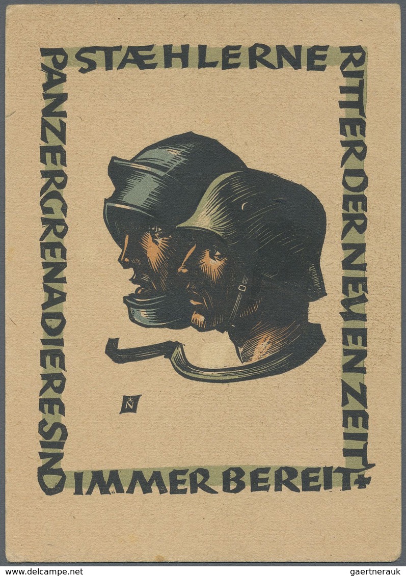 Ansichtskarten: Propaganda: 1944, "Augsburger Panzergrenadiere" Karte Zu Kriegsweihnacht 1944 - Partiti Politici & Elezioni