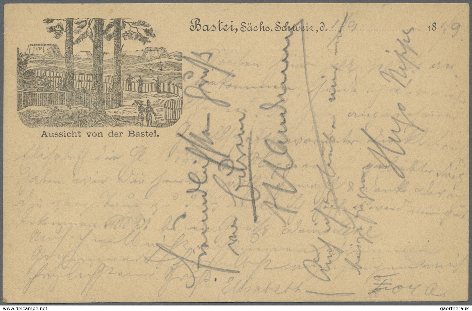 Ansichtskarten: Vorläufer: 1879, SÄCHSISCHE SCHWEIZ "Aussicht Von Der Bastei", Vorläuferkarte Mit R3 - Non Classificati