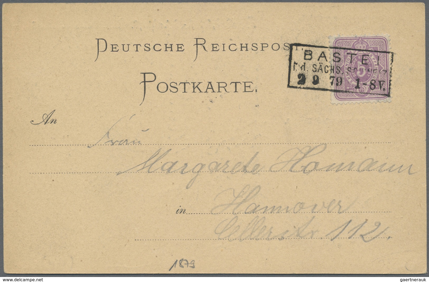 Ansichtskarten: Vorläufer: 1879, SÄCHSISCHE SCHWEIZ "Aussicht Von Der Bastei", Vorläuferkarte Mit R3 - Ohne Zuordnung