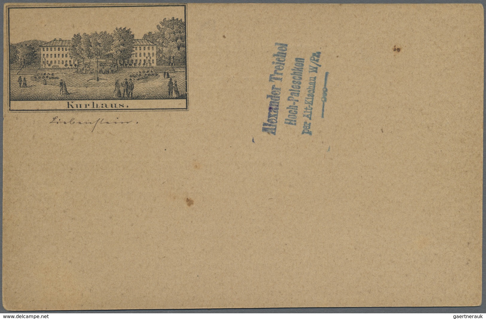 GA Ansichtskarten: Vorläufer: 1879 Ca., LIEBENSTEIN KURHAUS, Vorläuferkarte 5 Pf. Lila Als Privatganzsa - Ohne Zuordnung