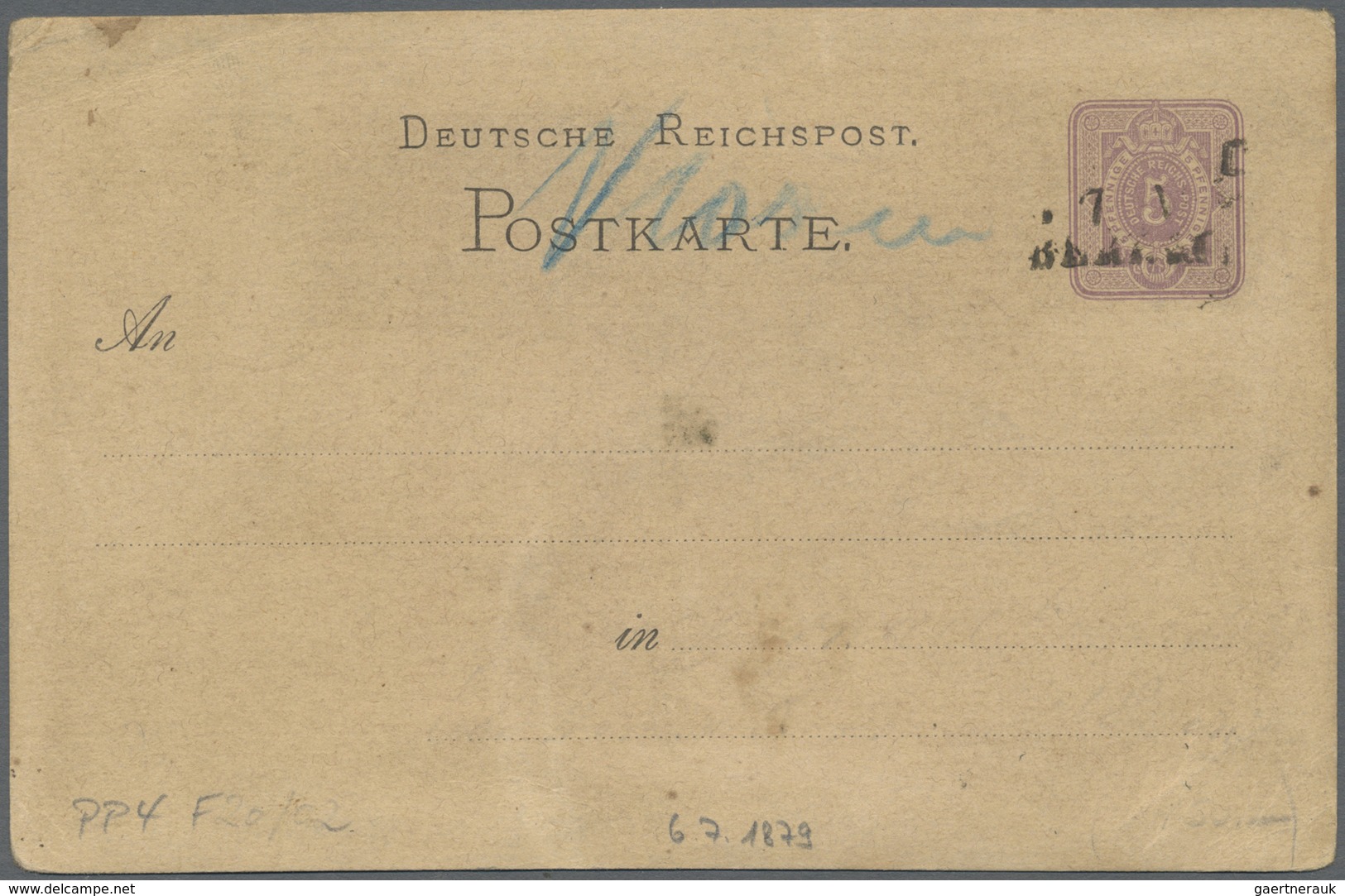 GA Ansichtskarten: Vorläufer: 1879, RUDELSBURG, Vorläuferkarte 5 Pf. Lila Als Privatganzsache, Stempel - Ohne Zuordnung