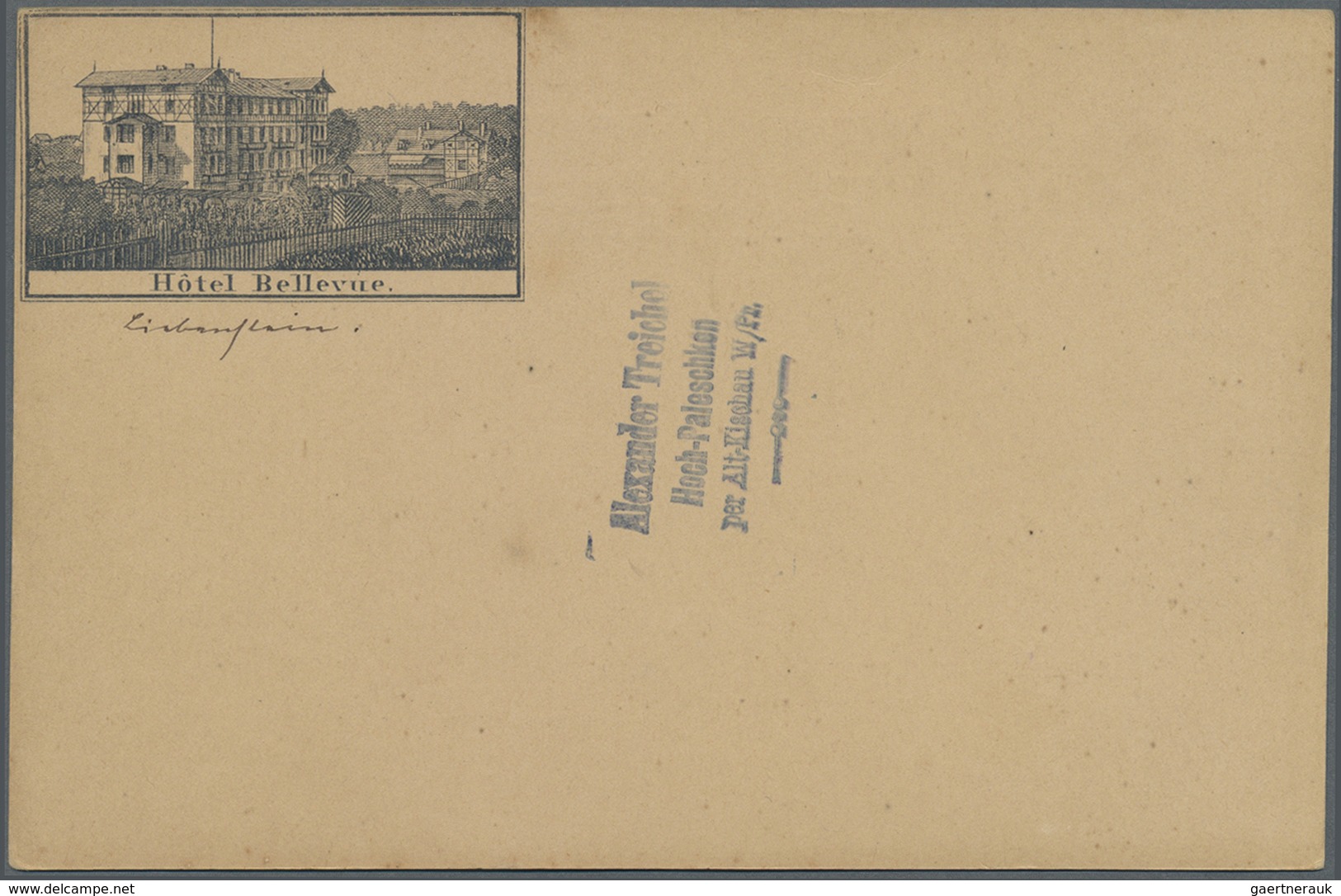 GA Ansichtskarten: Vorläufer: 1880 Ca., BAD LIEBENSTEIN, Hotel Bellevue, Vorläuferkarte 5 Pf. Lila Als - Non Classificati