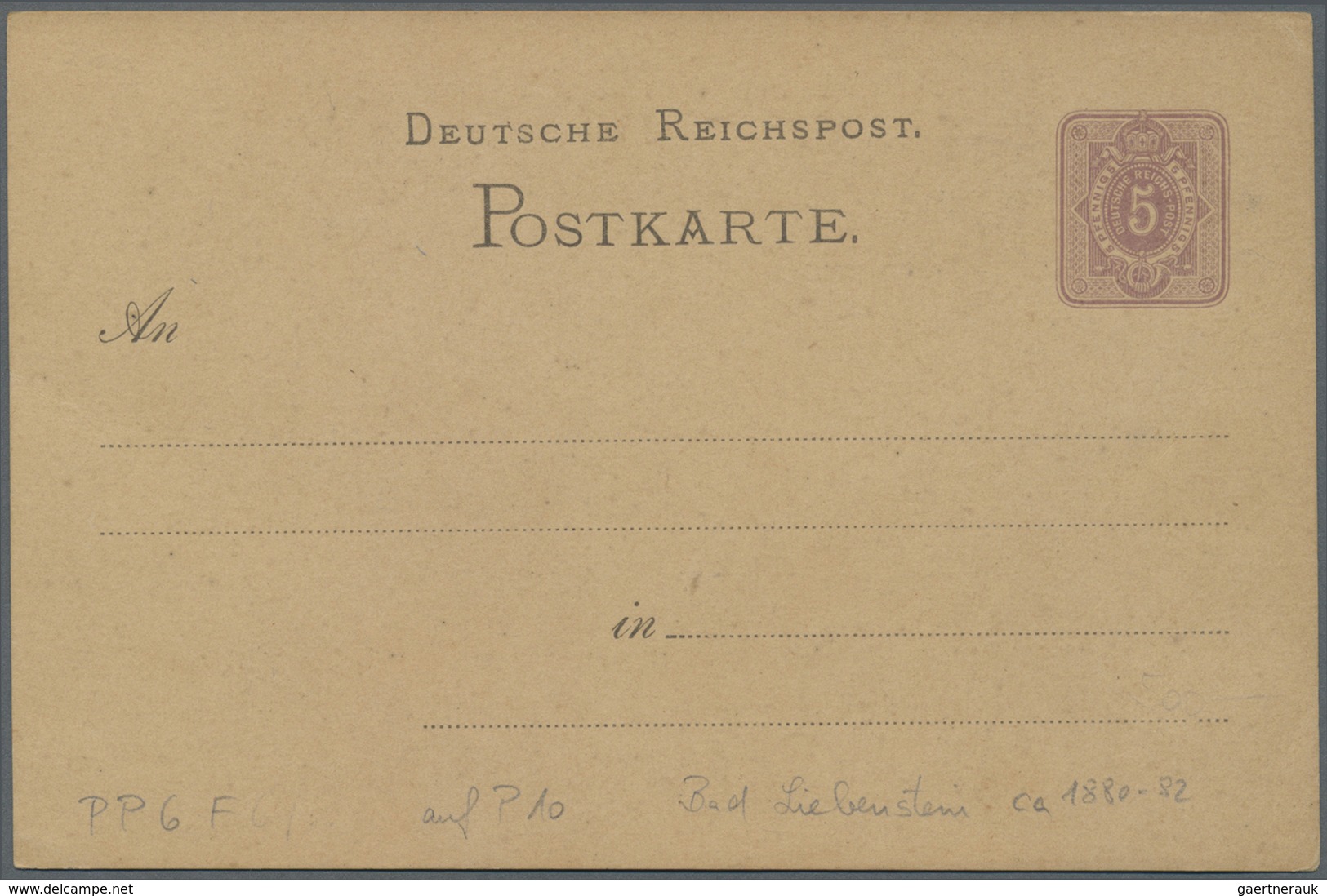 GA Ansichtskarten: Vorläufer: 1880 Ca., BAD LIEBENSTEIN, Ruine Liebenstein, Vorläuferkarte 5 Pf. Lila A - Ohne Zuordnung