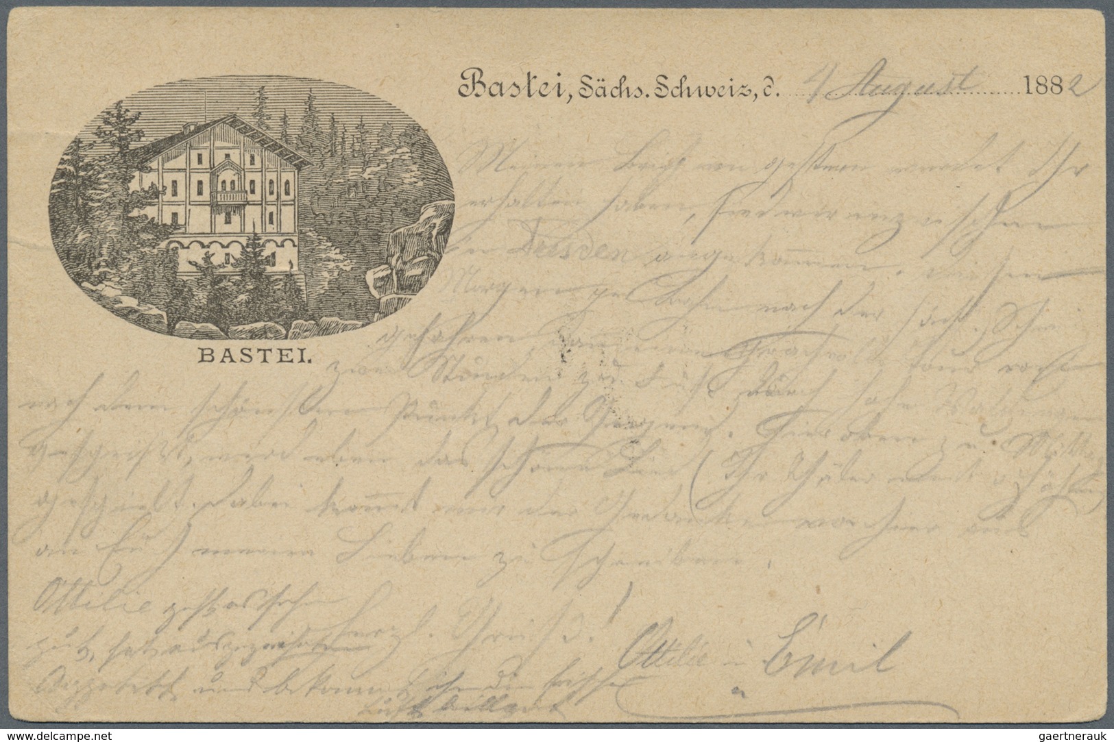 Ansichtskarten: Vorläufer: 1882, BASTEI Sächs. Schweiz, Frühe Vorläuferkarte Mit Ovalem Bild, Mit 5 - Non Classificati