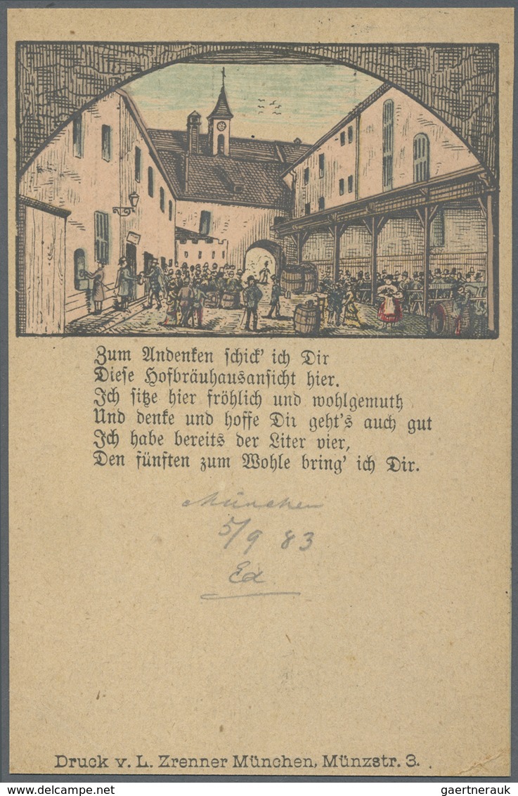 Ansichtskarten: Vorläufer: 1883, MÜNCHEN, Hofbräuhaus, Gestempelt München, Mit Leichten Gebrauchsspu - Non Classificati