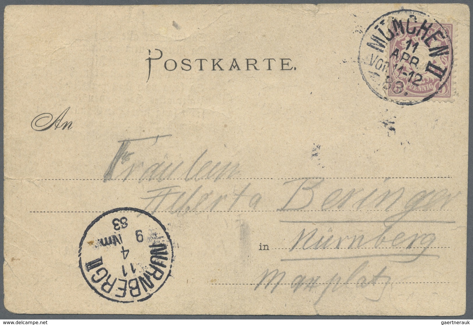 Ansichtskarten: Vorläufer: 1883, MÜNCHEN, "So Lang Der Alte Peter..." Frau, Gestempelt München, Mit - Ohne Zuordnung