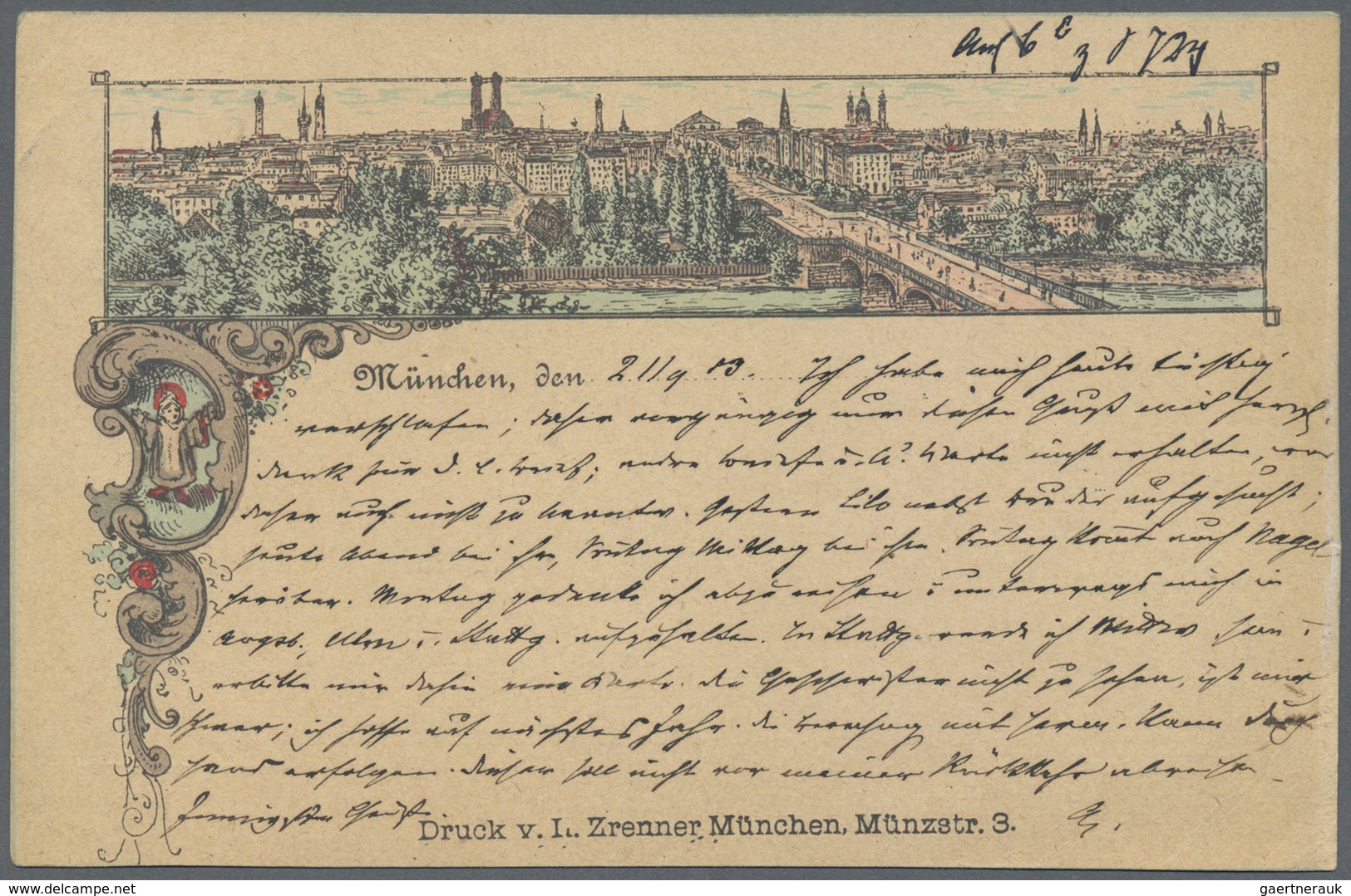 Ansichtskarten: Vorläufer: 1883, MÜNCHEN, Panorama, Gestempelt München, In Sauberer Erhaltung. Verla - Non Classificati