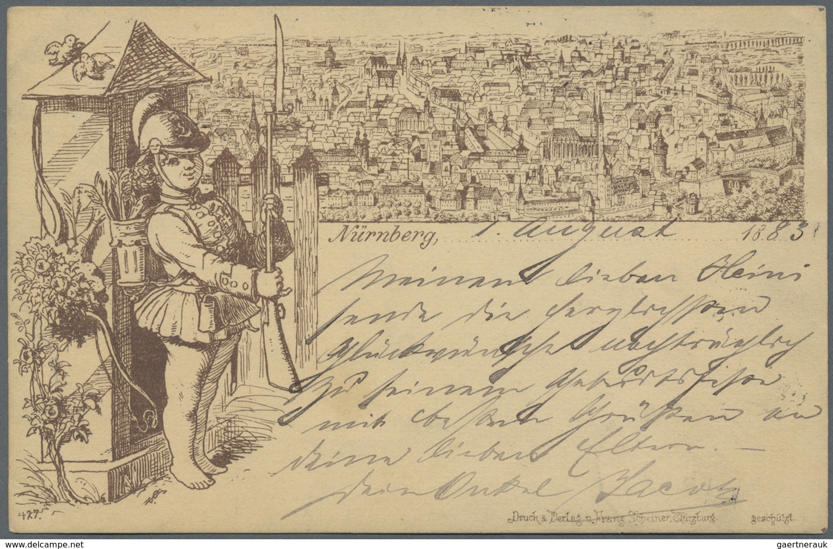 Ansichtskarten: Vorläufer: 1883, NÜRNBERG: 5 Pf Auf Ansichtskartenvorläufer Mit Abbildung Stadtansic - Ohne Zuordnung