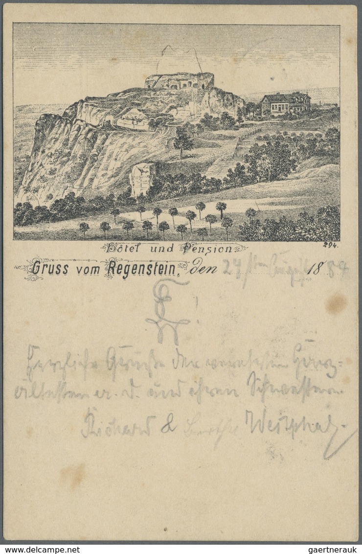 Ansichtskarten: Vorläufer: 1884, Gruss Vom Regenstein, Hotel Und Pension, Vorläuferkarte Mit Bahnpos - Ohne Zuordnung