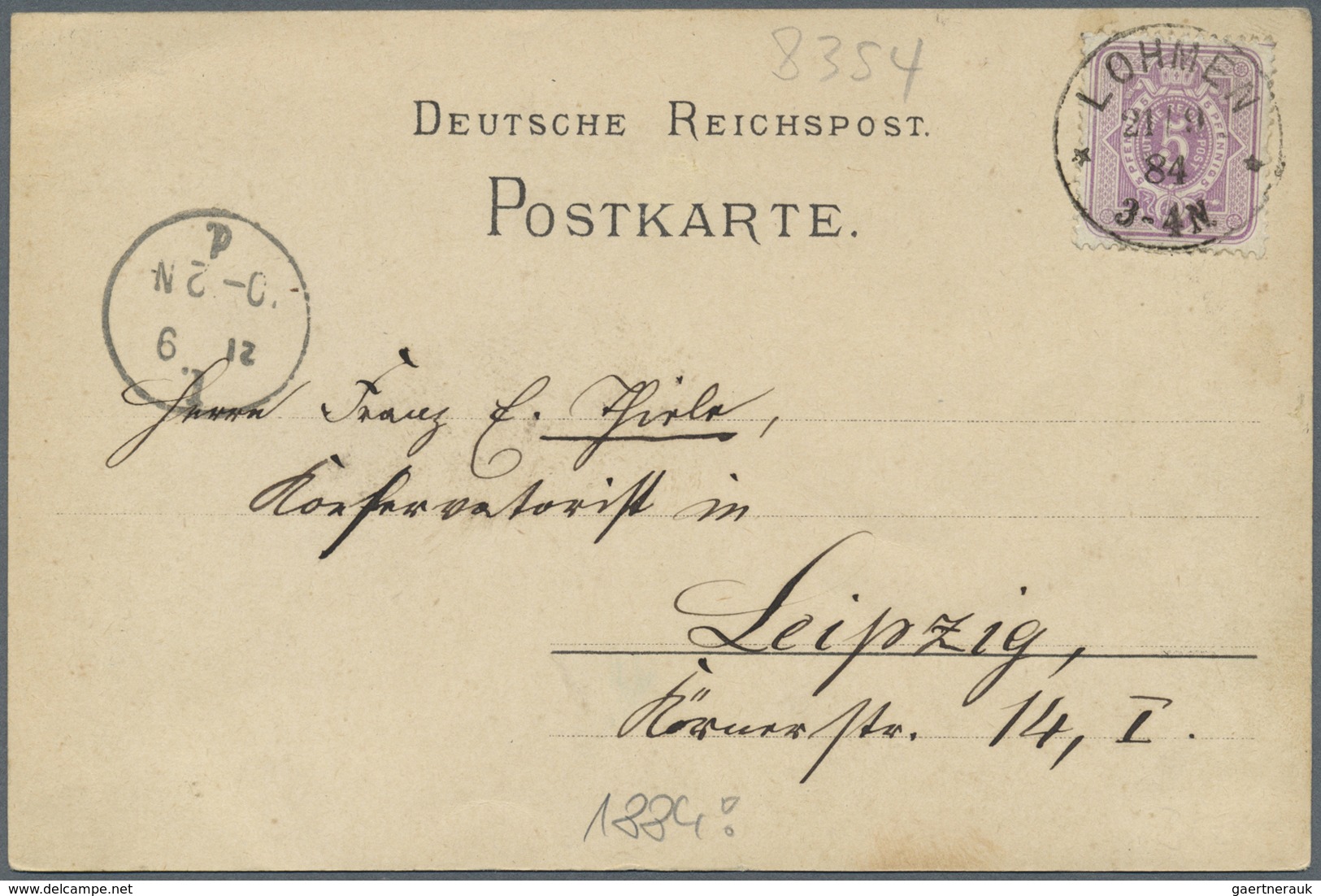 Ansichtskarten: Vorläufer: 1884, LOHMEN In Sachsen, Vorläuferkarte Mit Schwarzer Stadtansicht, Mit 5 - Ohne Zuordnung