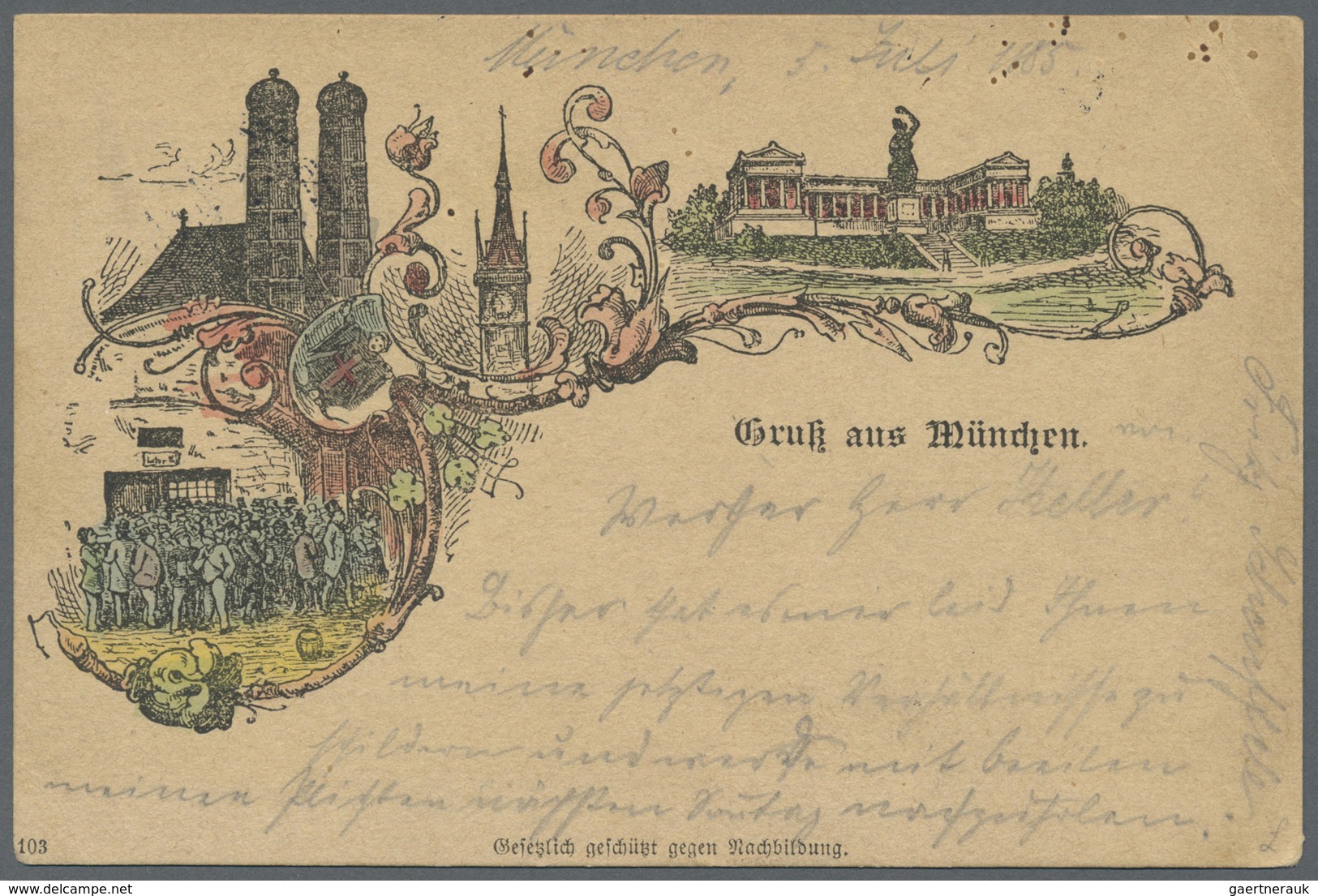 Ansichtskarten: Vorläufer: 1885, MÜNCHEN, Mehrbildkarte Mit U.a. Frauenkirche, Gestempelt München, M - Ohne Zuordnung