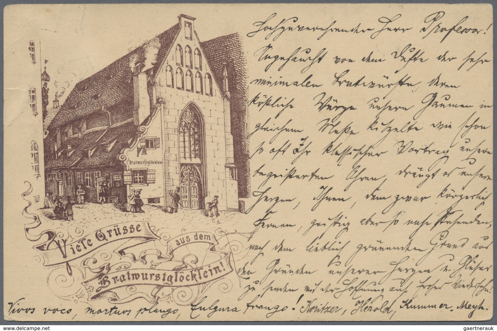 Ansichtskarten: Vorläufer: 1885 Ca., Nürnberg "Viele Grüsse Aus Dem Bratwurstglöcklein!" Vorläuferka - Non Classificati