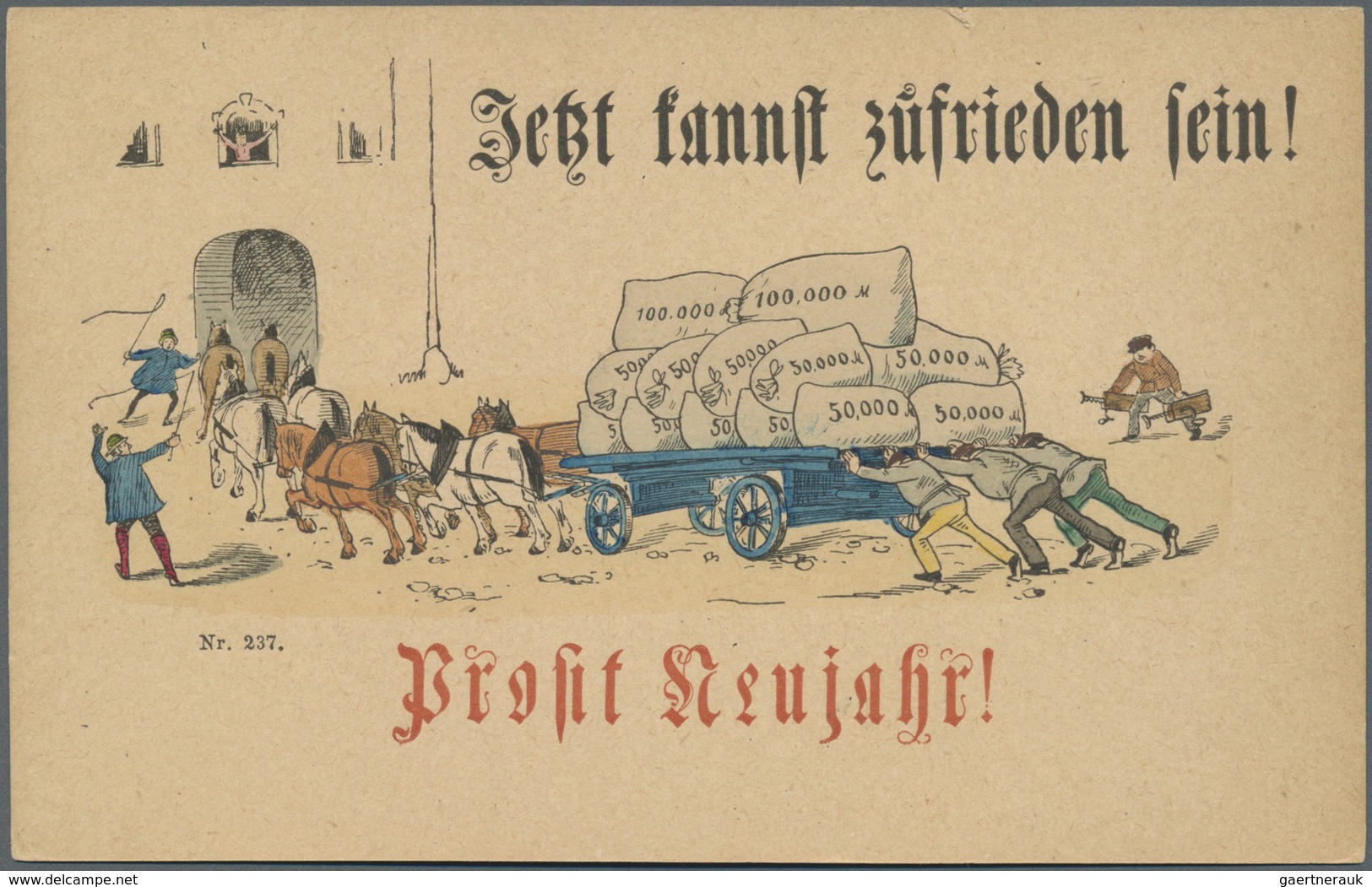 Ansichtskarten: Vorläufer: 1885/1887, 4 Karten - "Prosit Neujahr! Jetzt Kannst Zufrieden Sein", Unge - Ohne Zuordnung