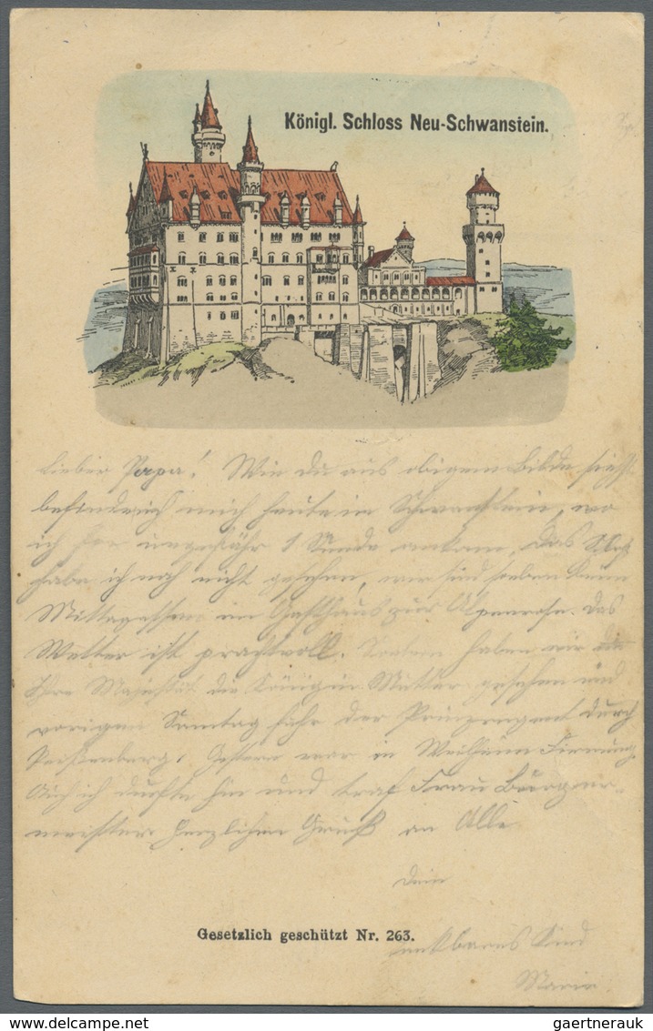 Ansichtskarten: Vorläufer: 1887, NEUSCHWANSTEIN Königl. Schloss, Frühe Farbige Hochformatige AK (wah - Non Classificati