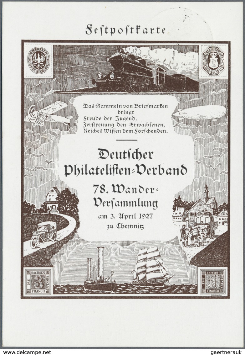 Ansichtskarten: Motive / Thematics: DT. PHILATELISTEN-VERBAND: 1927, "78. Wanderversammlung Zu CHEMN - Autres & Non Classés