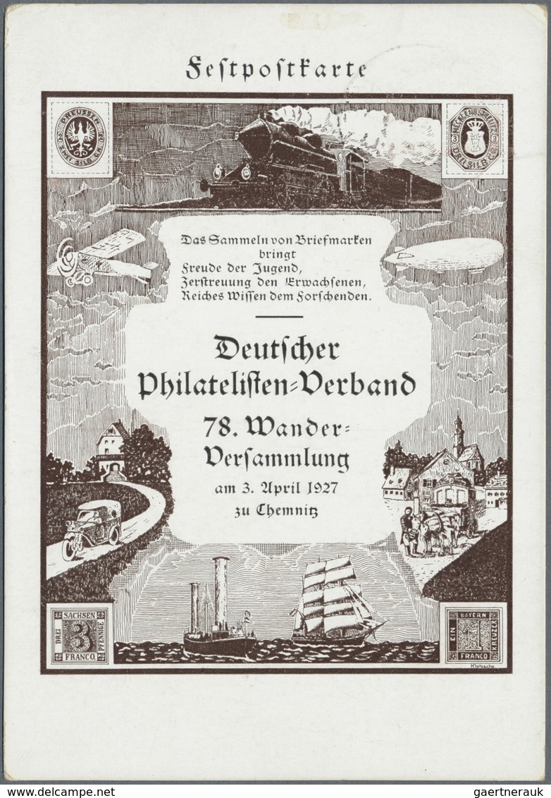 Ansichtskarten: Motive / Thematics: DT. PHILATELISTEN-VERBAND: 1927, "78. Wanderversammlung Zu CHEMN - Autres & Non Classés