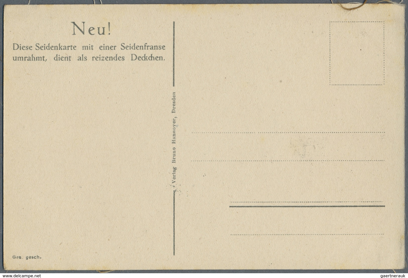 Ansichtskarten: Motive / Thematics: KARTOPHILIE, Zwei Seltene Seidenkarten, Hindenburg Und Kaiser Wi - Sonstige & Ohne Zuordnung