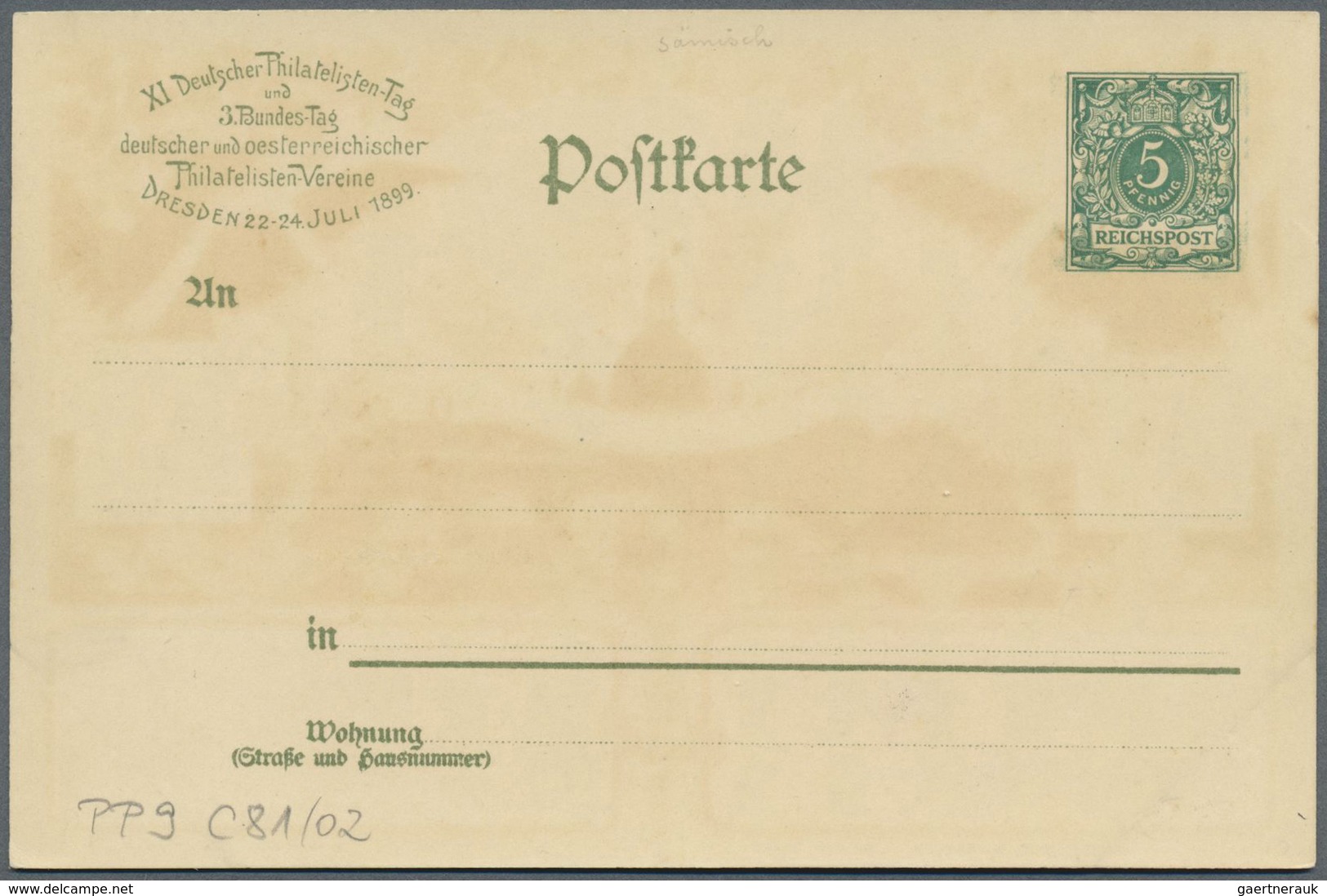 GA Ansichtskarten: Motive / Thematics: PHILATELISTENTAGE: 1899, "11. Dt. Philat.-Tag DRESDEN" - 3 Versc - Altri & Non Classificati