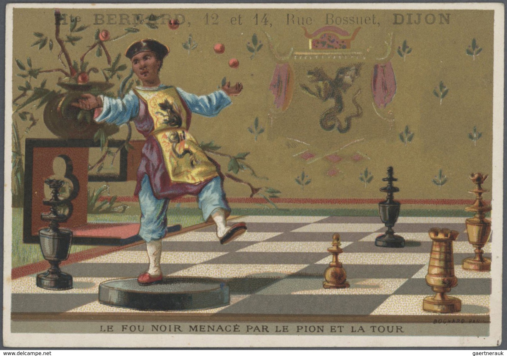 Ansichtskarten: Motive / Thematics: SPORT / SPIELE / SCHACH, 10 lithographische Kaufmannsbilder oder