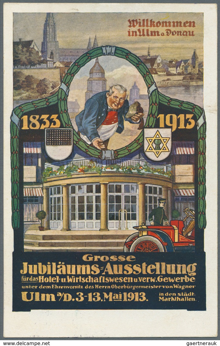 Ansichtskarten: Baden-Württemberg: ULM, Große Jubiläums-Ausstellung 1913, Zwei Gebrauchte Dekorative - Altri & Non Classificati