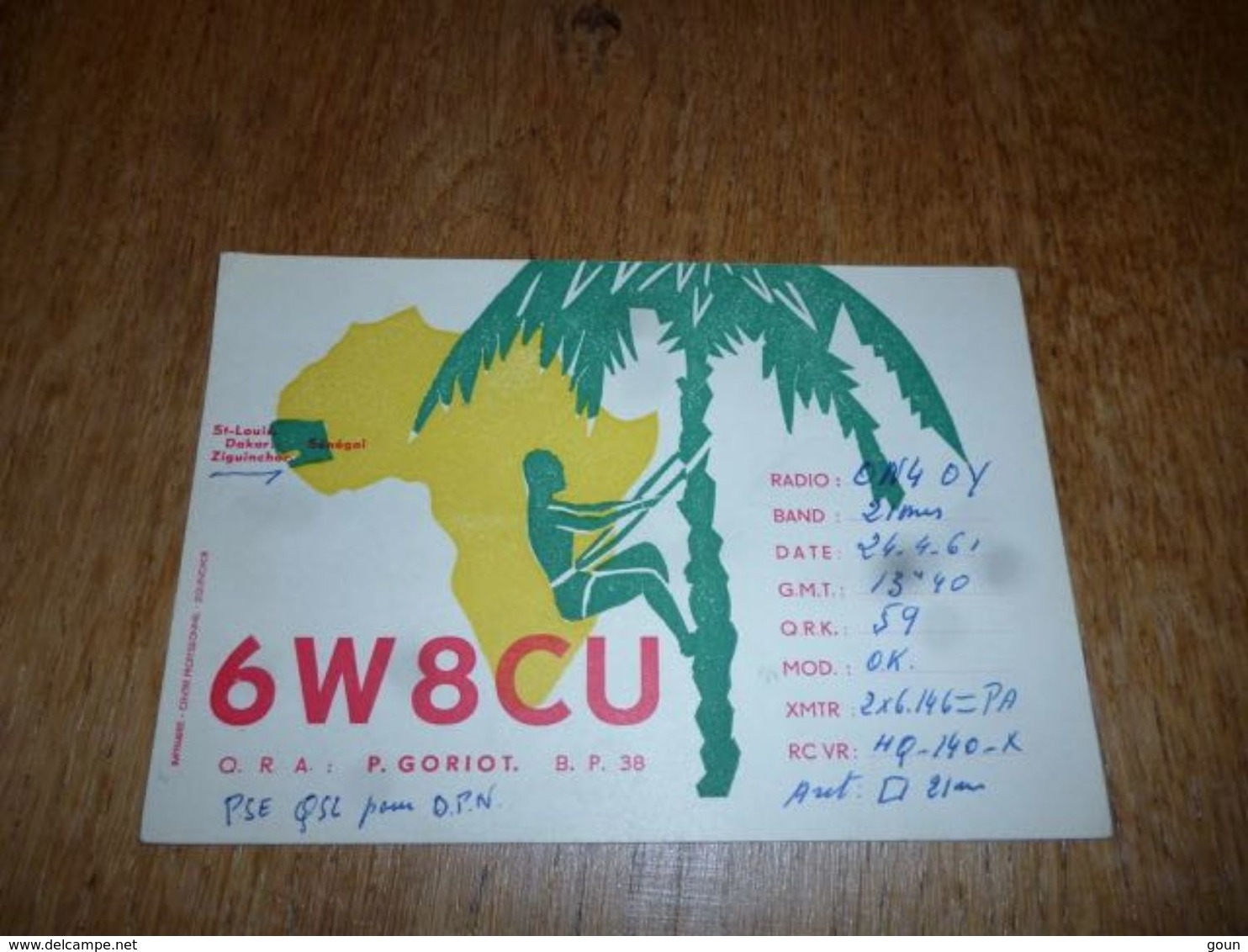 BC10-2-0-3 Carte Radio Amateur Sénégal Dakar P. Goriot Saint-Louis - Other & Unclassified