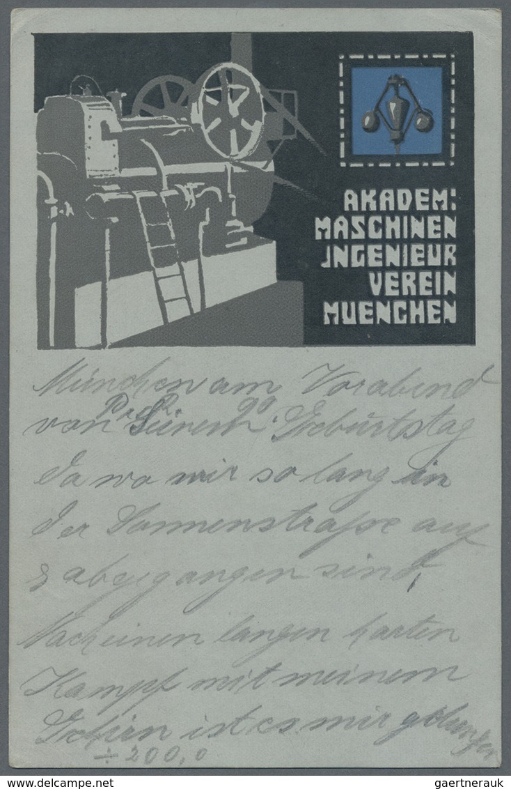 Ansichtskarten: Bayern: MÜNCHEN, Akademischer Maschinen Ingenieur Verein, 4 Verschiedene Karten, Geb - Autres & Non Classés