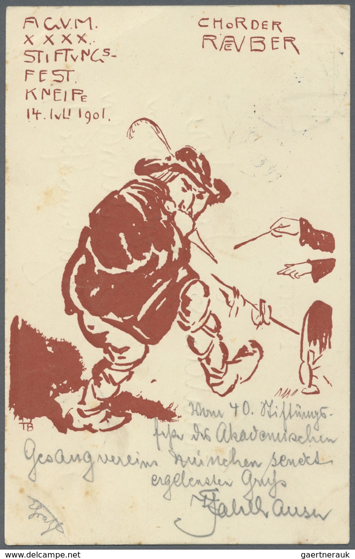 Ansichtskarten: Bayern: MÜNCHEN, Akademischer Gesangsverein "Stiftungsfest 1901", 5 Verschiedene Kar - Sonstige & Ohne Zuordnung