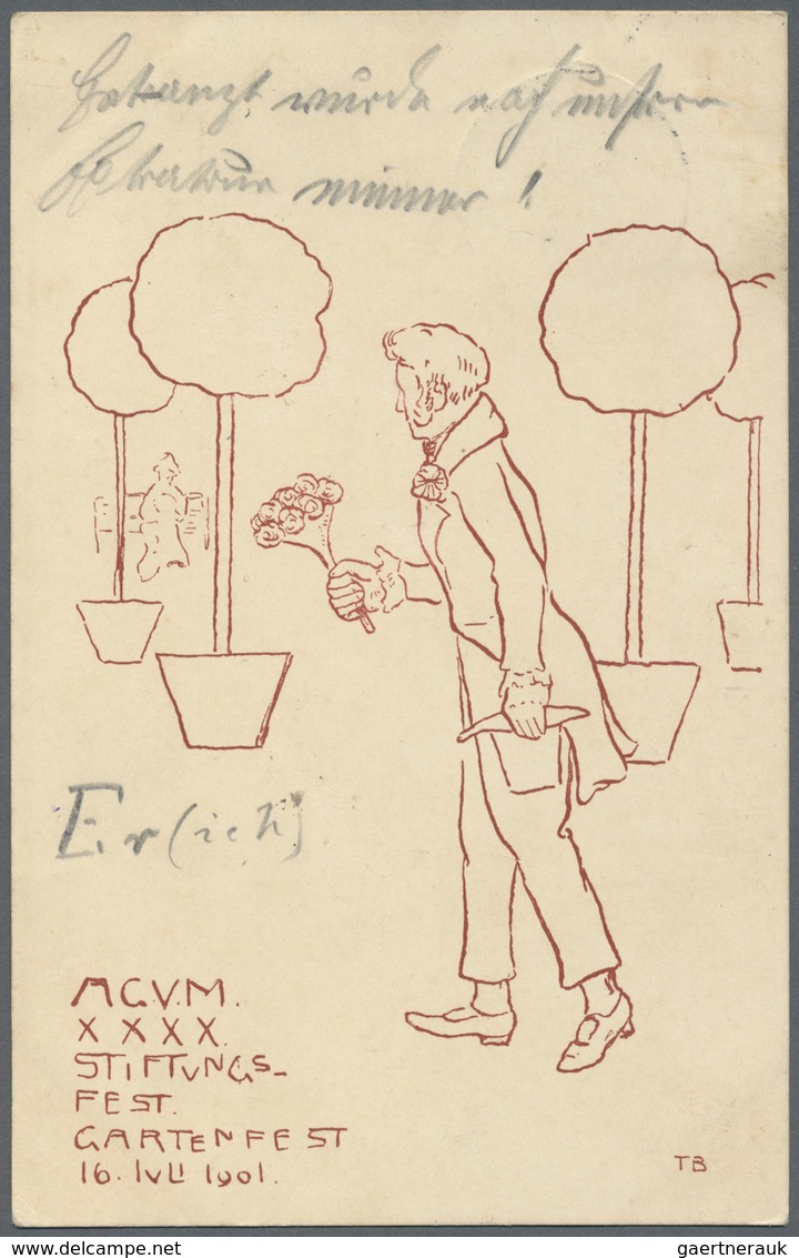 Ansichtskarten: Bayern: MÜNCHEN, Akademischer Gesangsverein "Stiftungsfest 1901", 5 verschiedene Kar