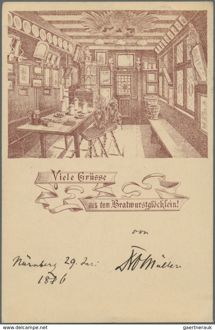 Ansichtskarten: Bayern: 1886/1935, Vorläuferkarte "Viele Grüsse A.d. Bratwurstglöcklein" Gestempelt - Autres & Non Classés