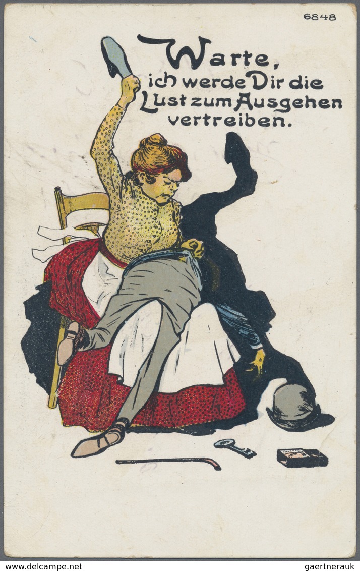 Ansichtskarten: Motive / Thematics: FRAUEN, Gut 180 Historische Ansichtskarten, Alles Karikaturen, ü - Autres & Non Classés