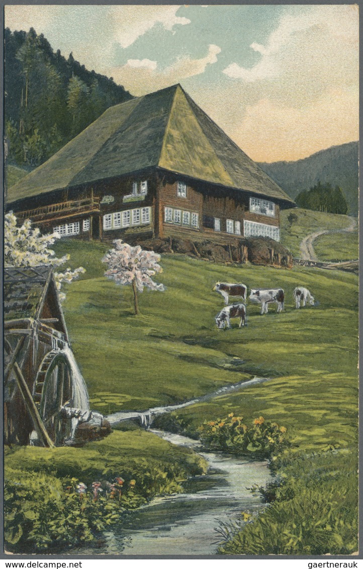 Ansichtskarten: Baden-Württemberg: SCHWARZWALD, Bestand von ca. 700-800 Karten mit Trachten, Schwarz