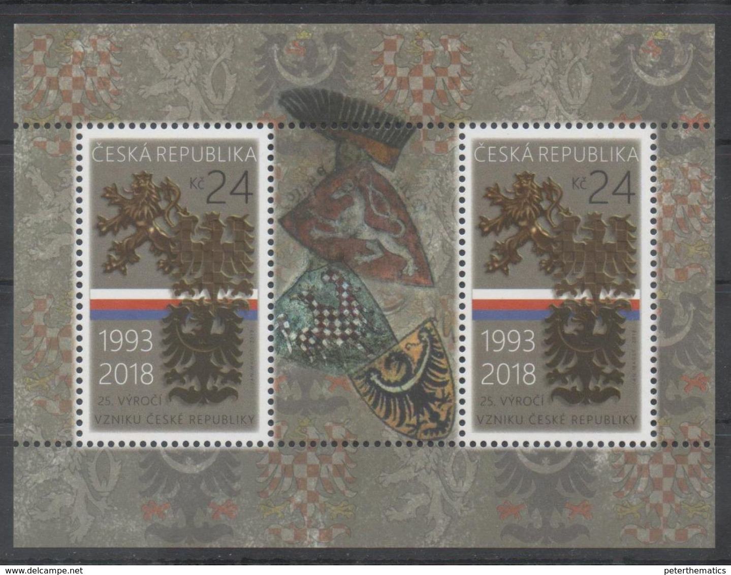 CZECH REPUBLIC ,2017,MNH, 25TH ANNIVERSARY OF THE CZECH REPUBLIC, COAT OF ARMS, SHEETLET - Other & Unclassified