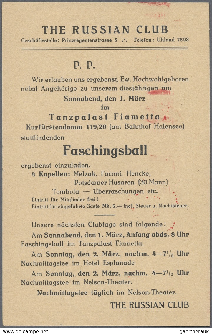 Ansichtskarten: DAS RUSSISCHE KULTURLEBEN im Berlin der 1920er Jahre: Die Sammlung umfasst zwei Teil