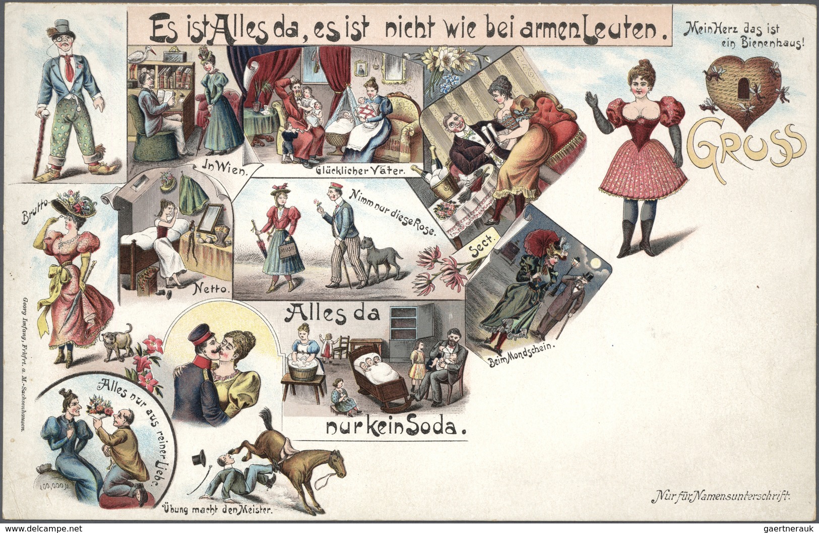Ansichtskarten: Um 1900, Sieben Ungebrauchte Riesenpostkarten, Dabei 4 Stück Mit Szenen Volksfest Un - 500 CP Min.