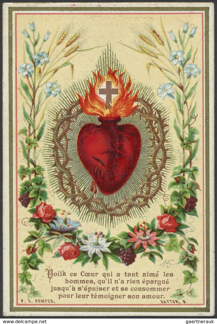 Heiligen- und Andachtsbildchen: Sammlung mit über 300 Exemplaren, alles mit Herz-Darstellungen, dabe