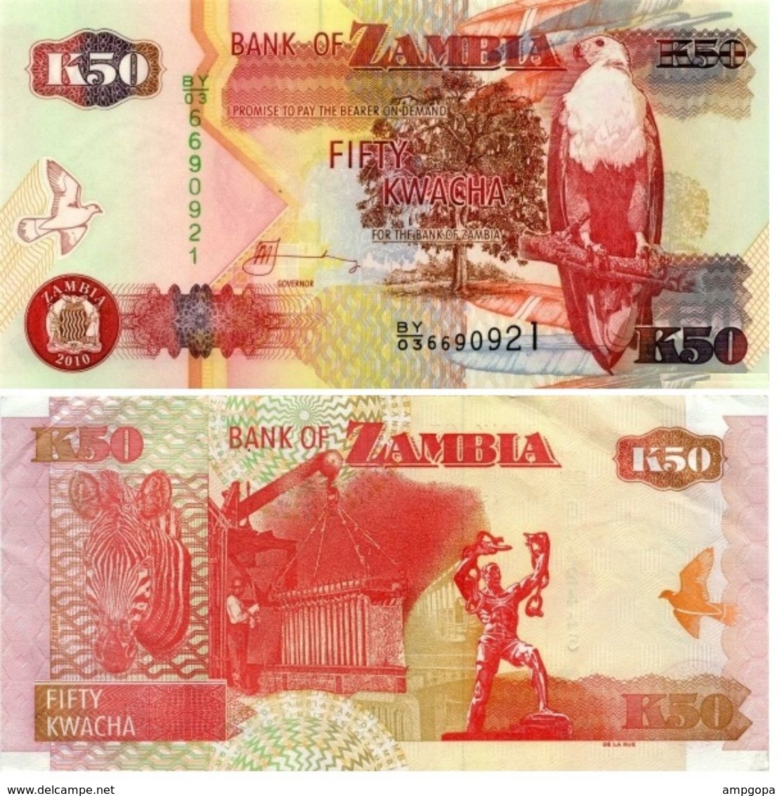 Zambia 50 Kwacha 2010 Pick 37-i  UNC - Zambia