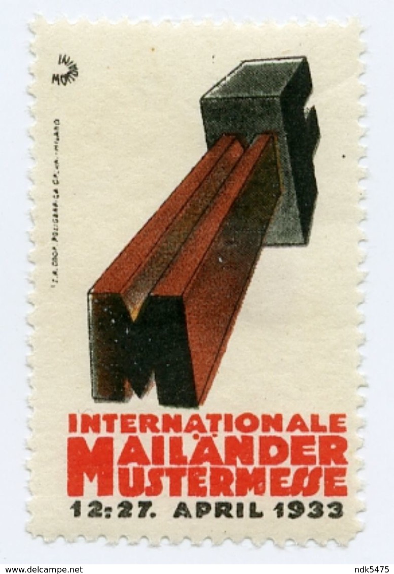 CINDERELLA : GERMANY - INTERNATIONALE MAILANDER MUSTERMESSE, 1933 - Cinderellas