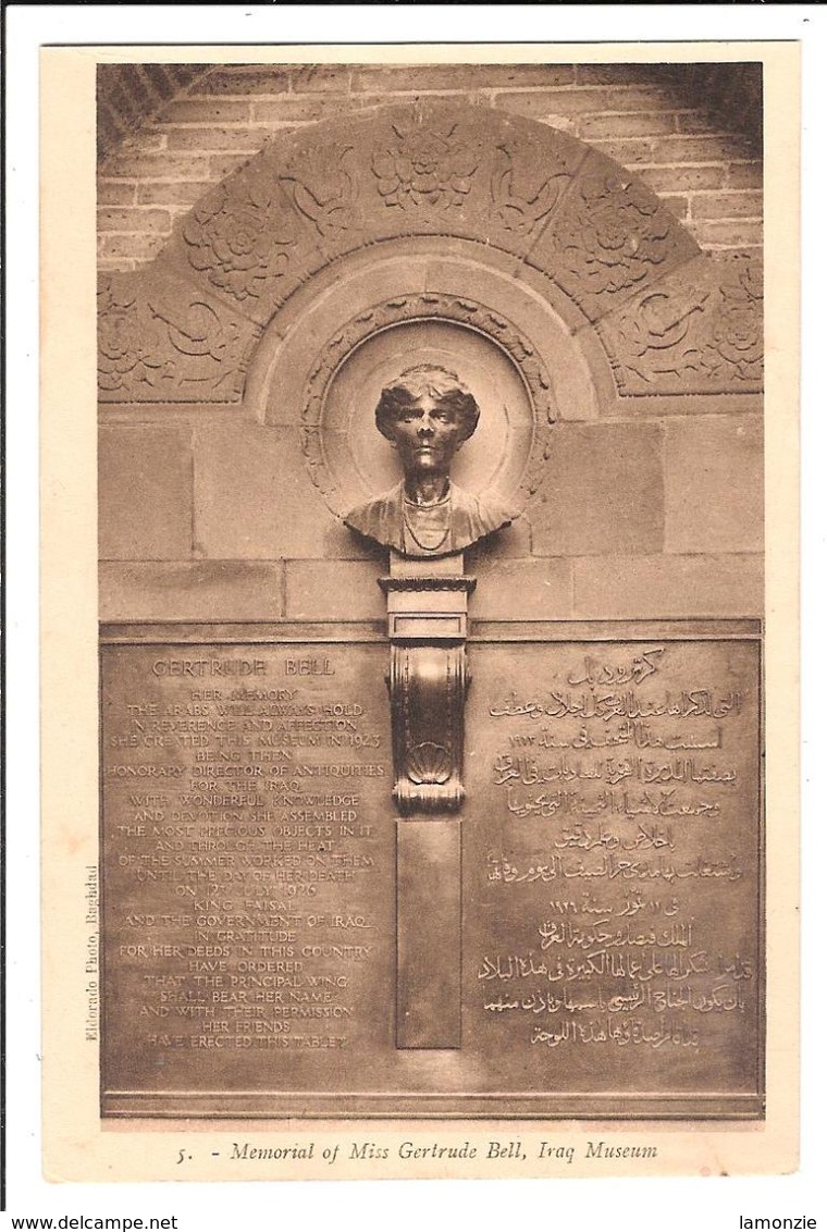 IRAQ MUSEUM  Cpa  .  - Memorial Of Miss Gertrude Bell. (scans Recto-verso) - Irak