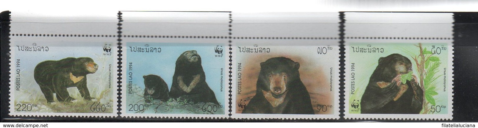 Laos Scott 1174-77 MNH, WWF Bears, Year 1994 - Unused Stamps