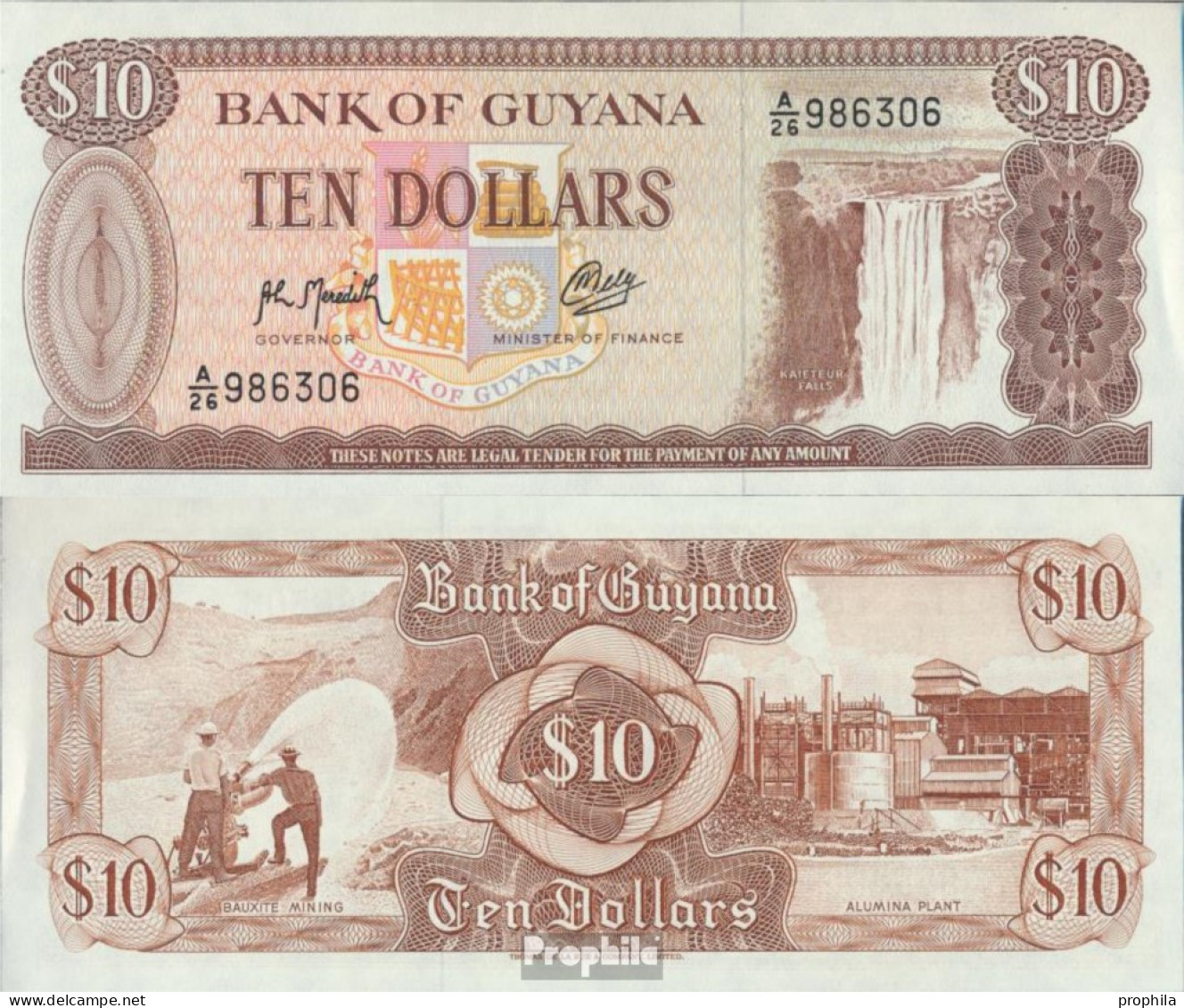 Guyana Pick-Nr: 23f Bankfrisch 1992 10 Dollars - Guyana Francesa