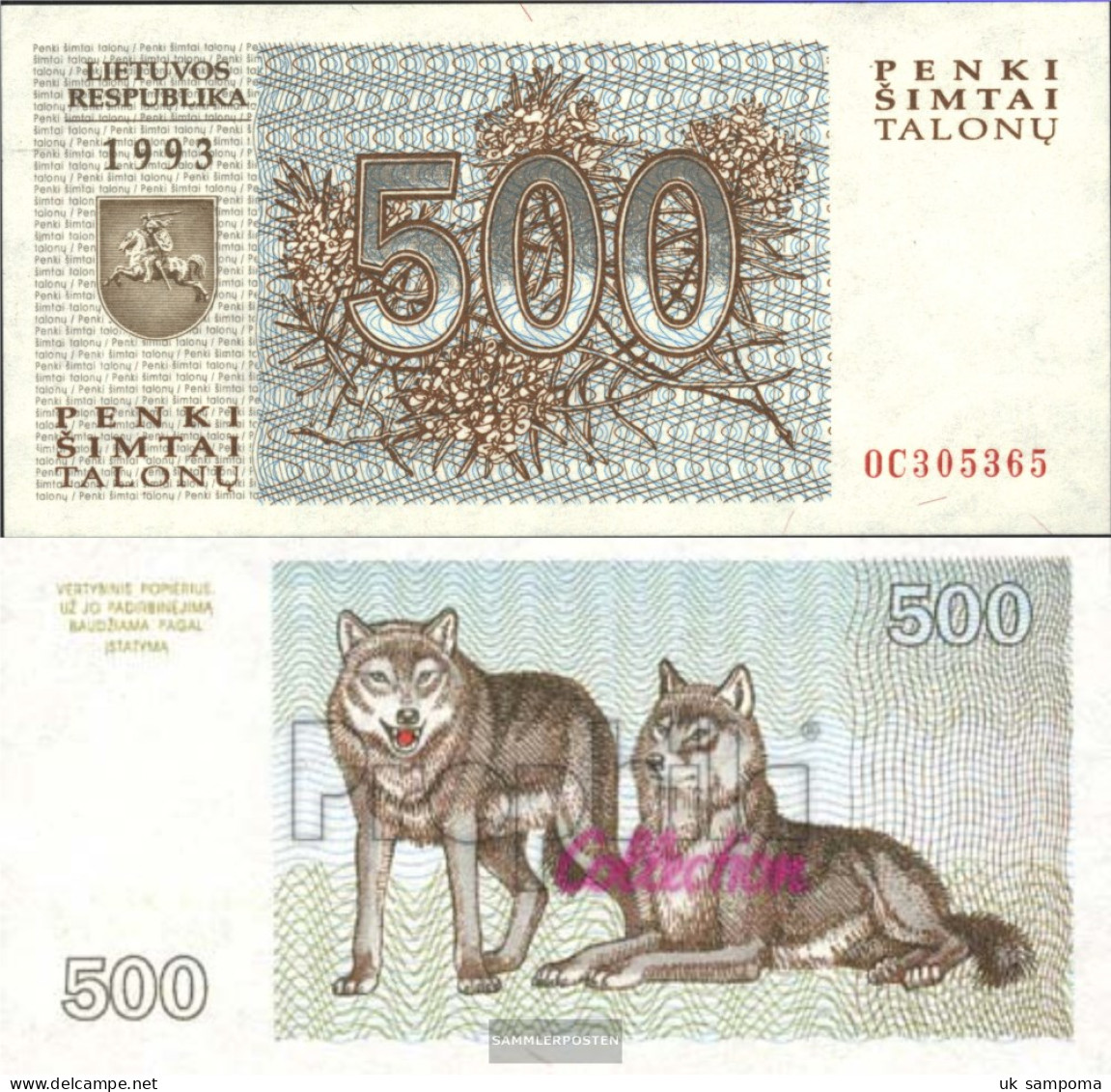 Lithuania 46 Uncirculated 1993 500 Talon - Lithuania