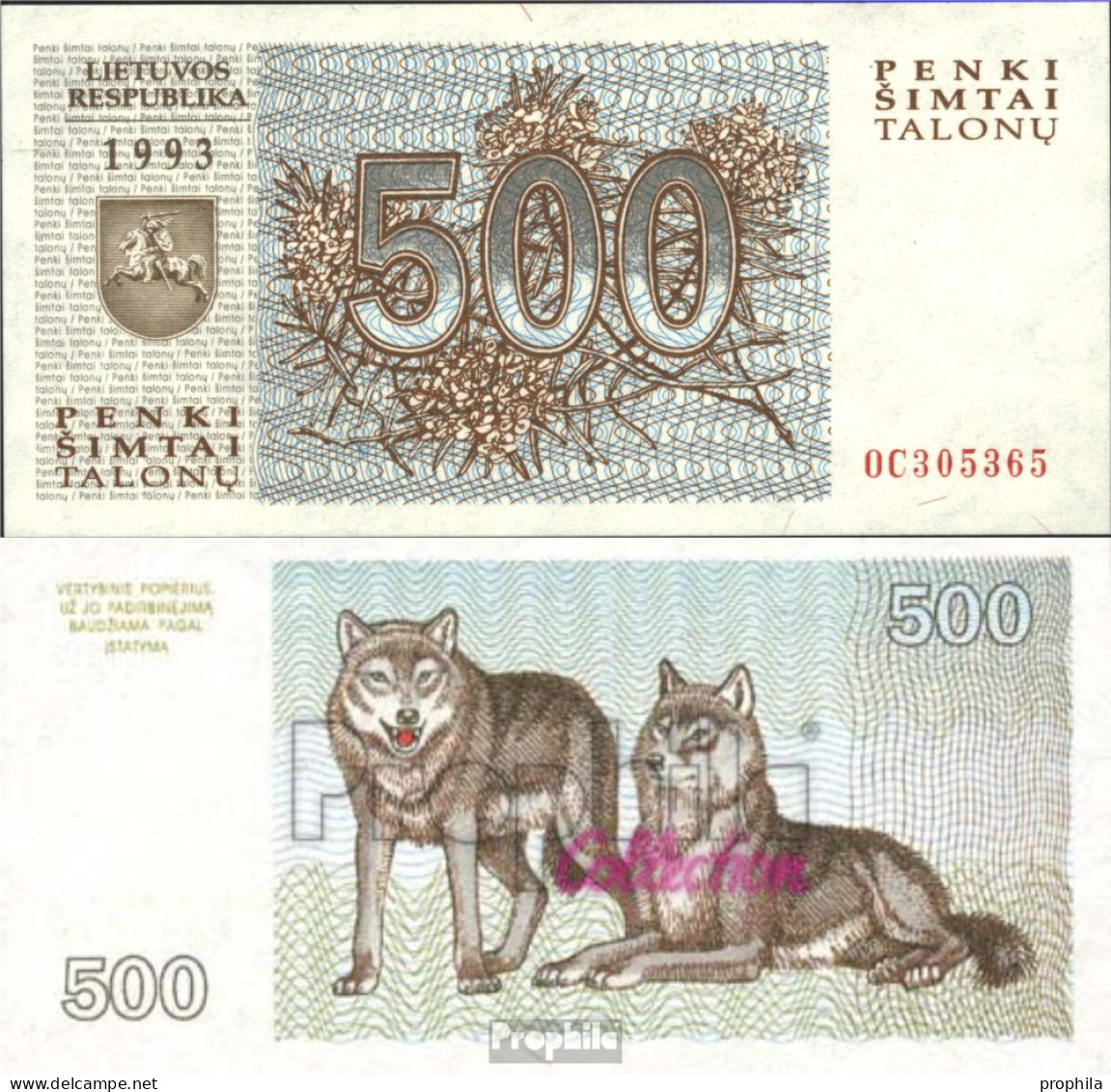 Litauen 46 Bankfrisch 1993 500 Talon - Lituania