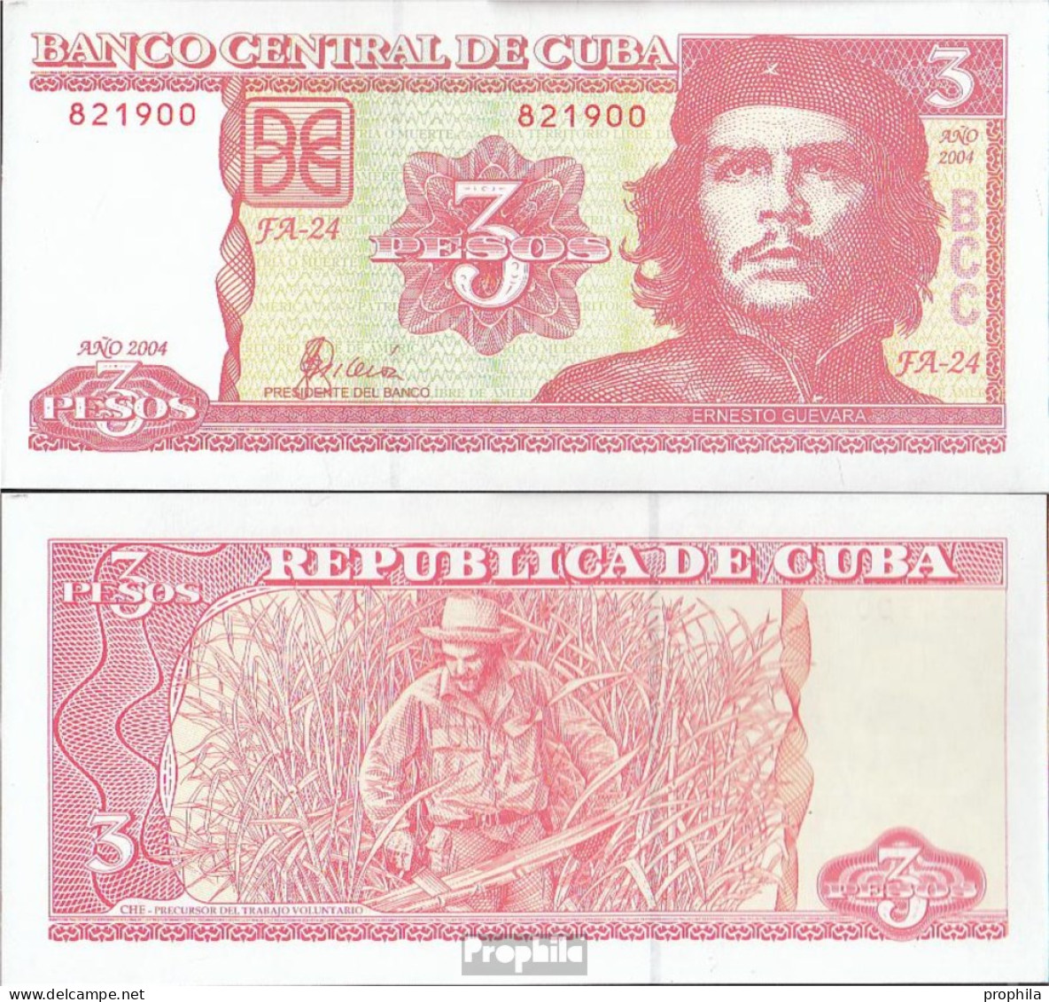 Kuba Pick-Nr: 127a Bankfrisch 2004 3 Pesos - Kuba