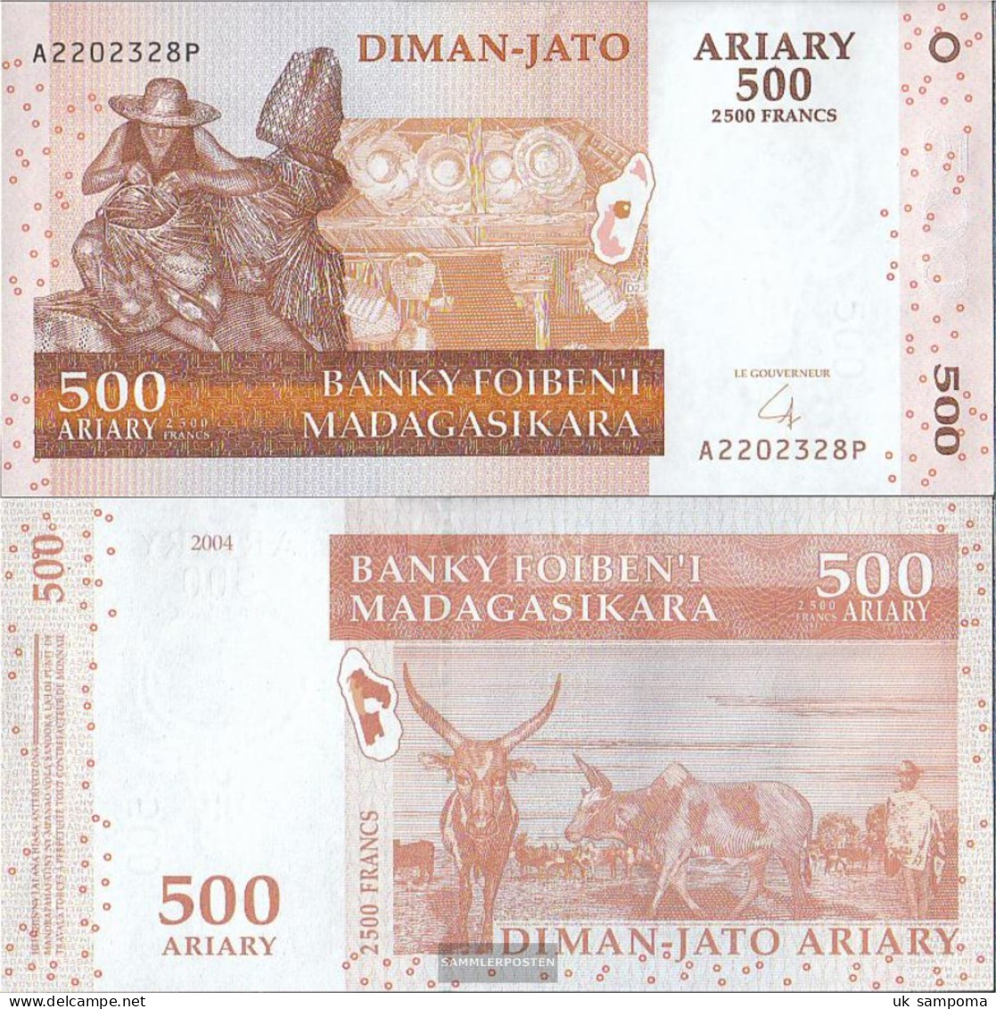 Madagascar Pick-number: 88b Uncirculated 2008 500 Ariary - Madagaskar