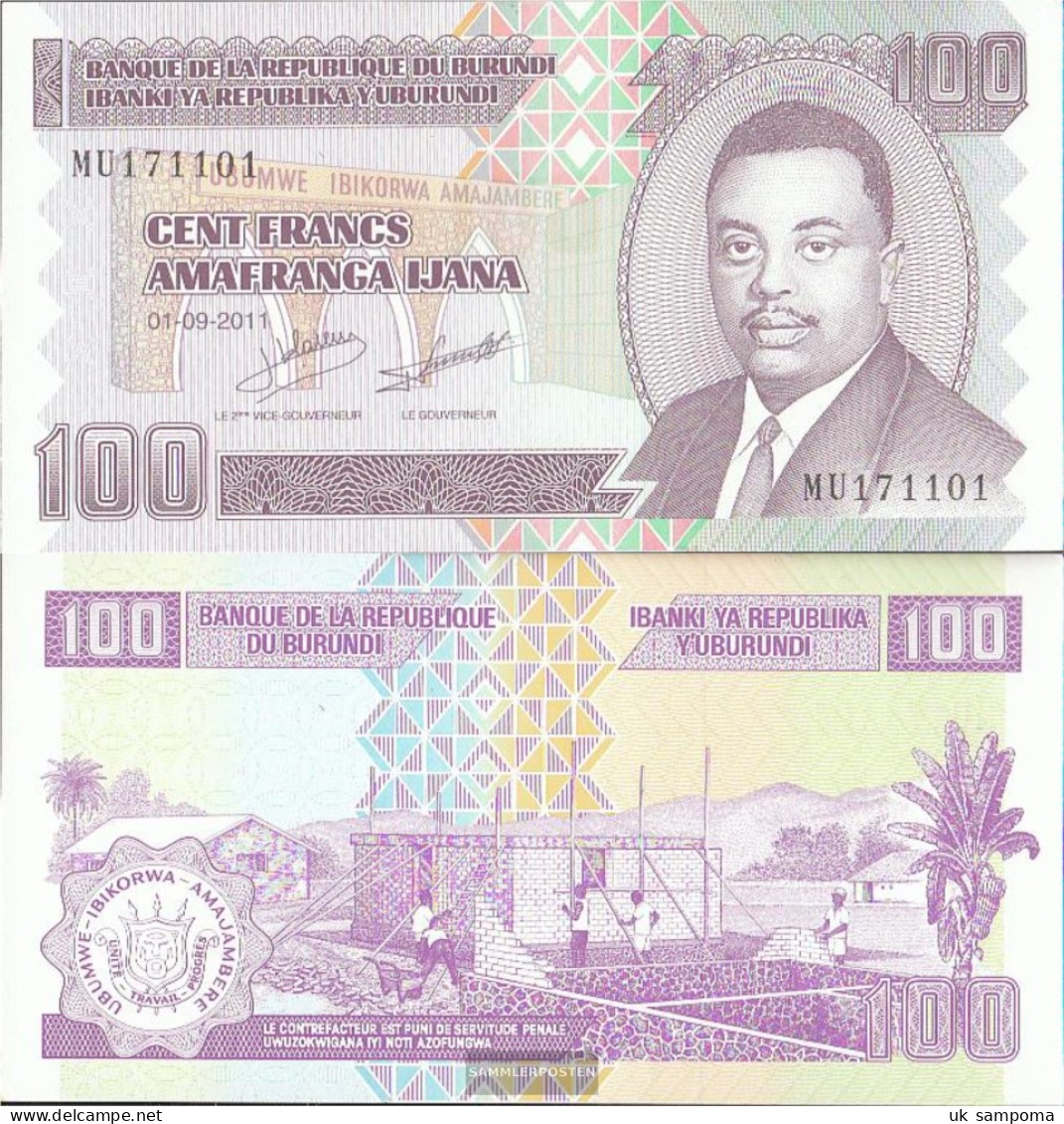 Burundi Pick-number: 44b (01.09.2011) Uncirculated 2011 100 Francs - Burundi