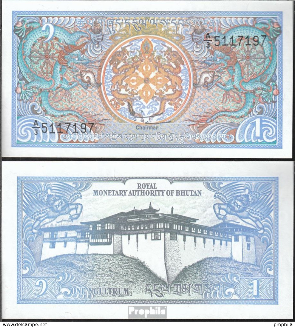 Bhutan Pick-Nr: 12b Bankfrisch 1990 1 Ngultrum - Bhutan