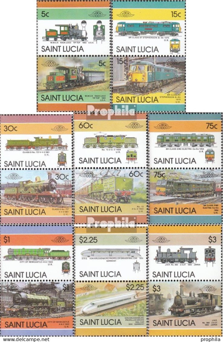 St. Lucia 814-829 Paare (kompl.Ausg.) Postfrisch 1986 Lokomotiven - St.Lucia (1979-...)